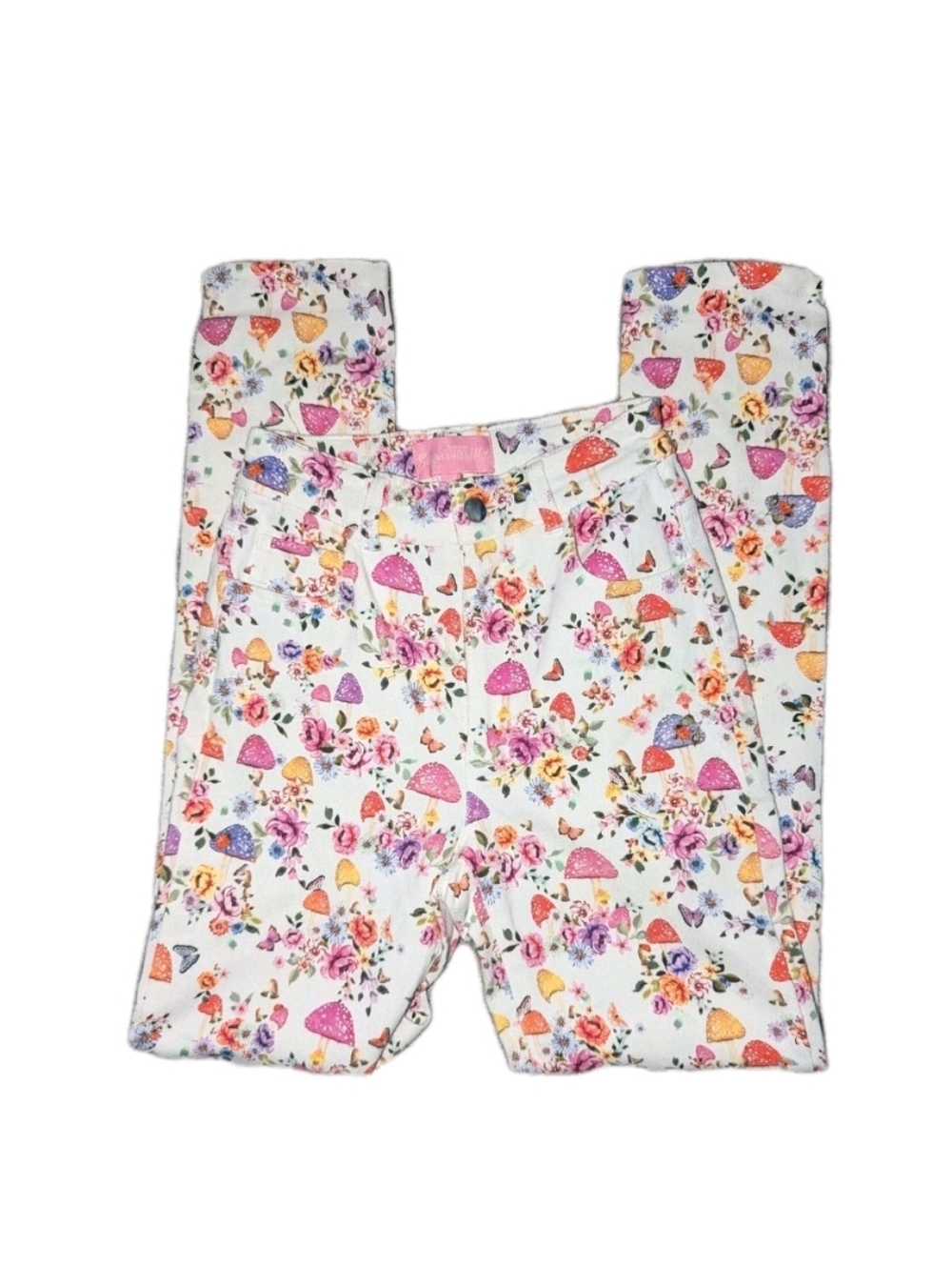 XXS Sugar Thrillz Dolls Kill Mushroom Print Mom Jeans